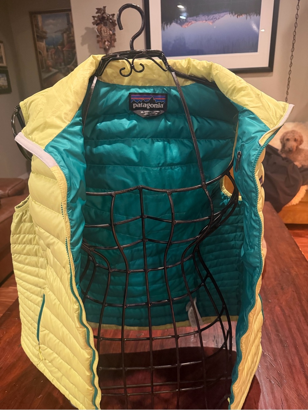 Patagonia Yellow Vest with Teal Interior Womens XL Solar Pow green. - Picture 8 of 8